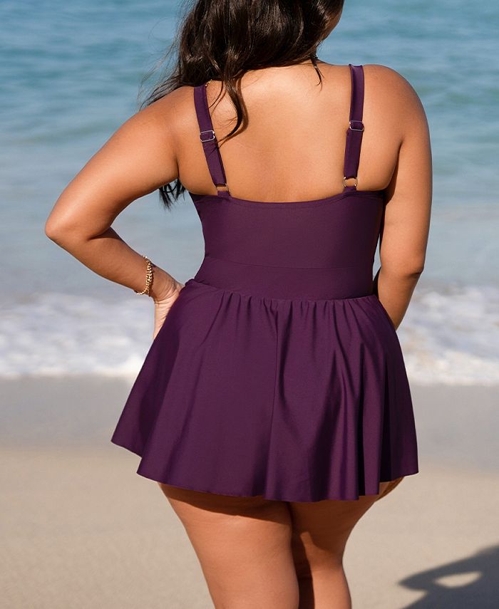 CUPSHE Women's Dreamscapes Ruffled Plus Size Swim Dress - Macy's