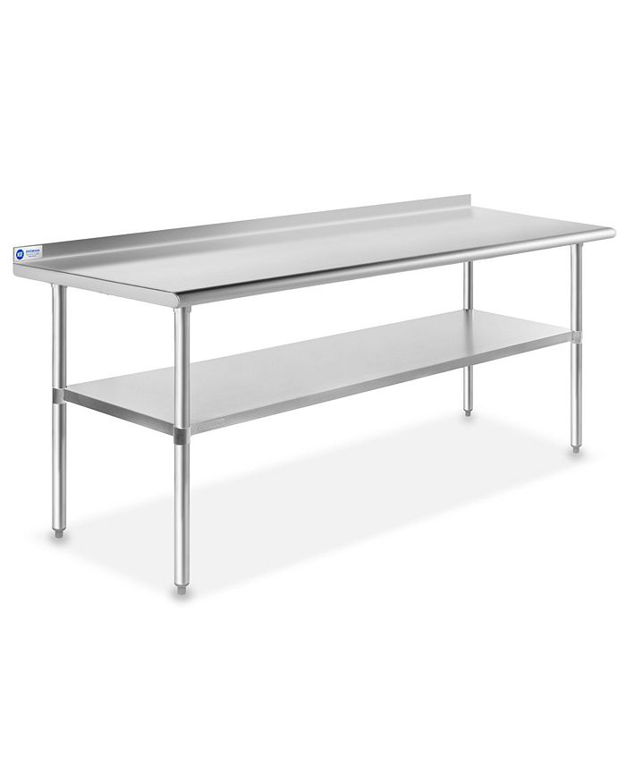 GRIDMANN 72 x 30 Inch Stainless Steel Table w/ Backsplash and ...