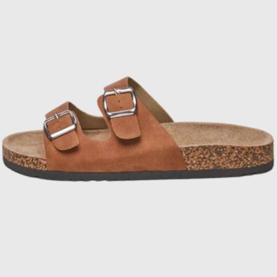 MENS DOUBLE STRAP CASUAL SLIDES FLAT SANDALS
