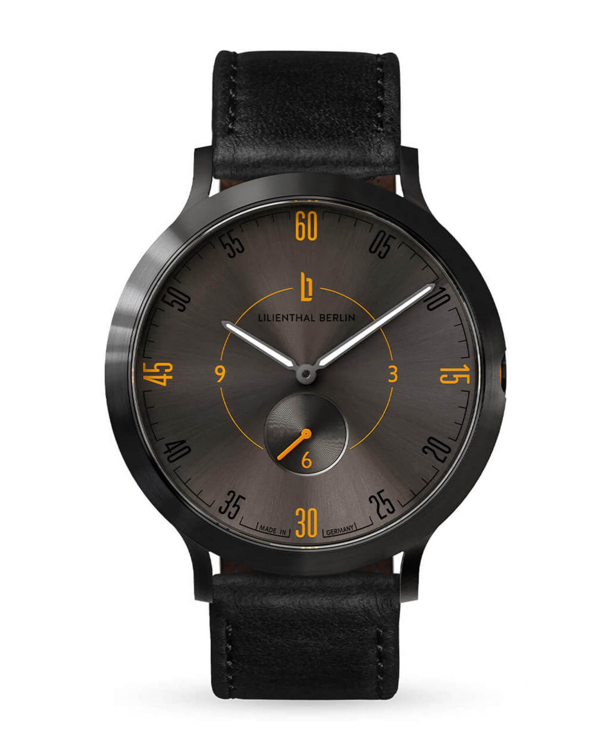Men's Lilienthal 1 Fire Black Leather Watch 42mm - Black