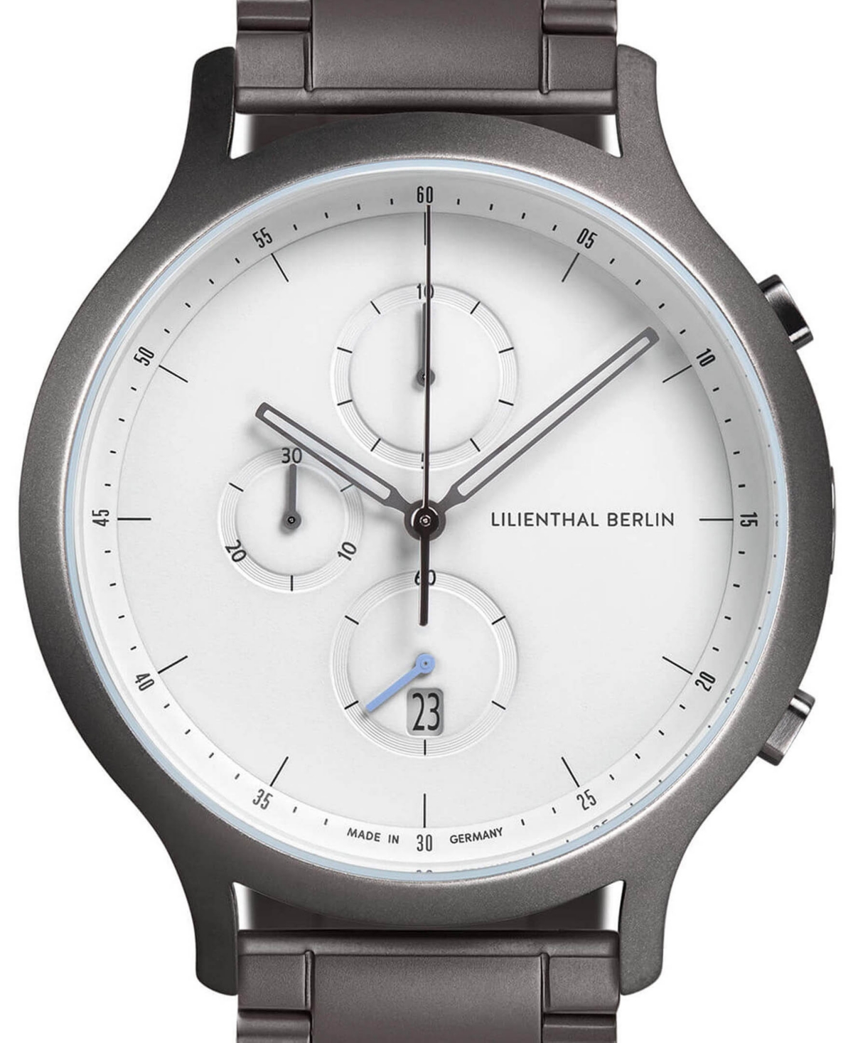 Shop Lilienthal Berlin Men's Gunmetal Chronograph Gunmetal Stainless Steel Link Watch 42mm