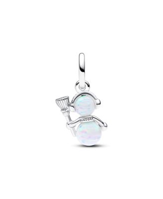 Cubic Zirconia Opalescent Snowman Dangle Charm