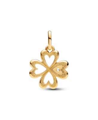 ME Cubic Zirconia Heart Four-Leaf Clover Medallion Charm