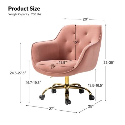 Modern Cute Tufted Office Chair with Gold Base for Living Room, Bedroom