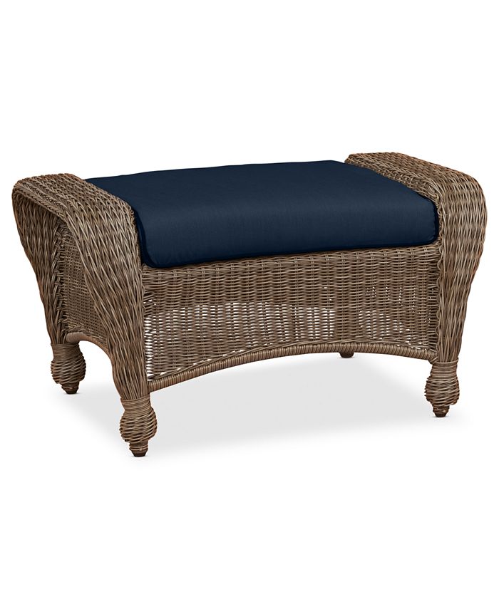 Furniture Sandy Cove Wicker Outdoor Ottoman Custom Sunbrella®, Created