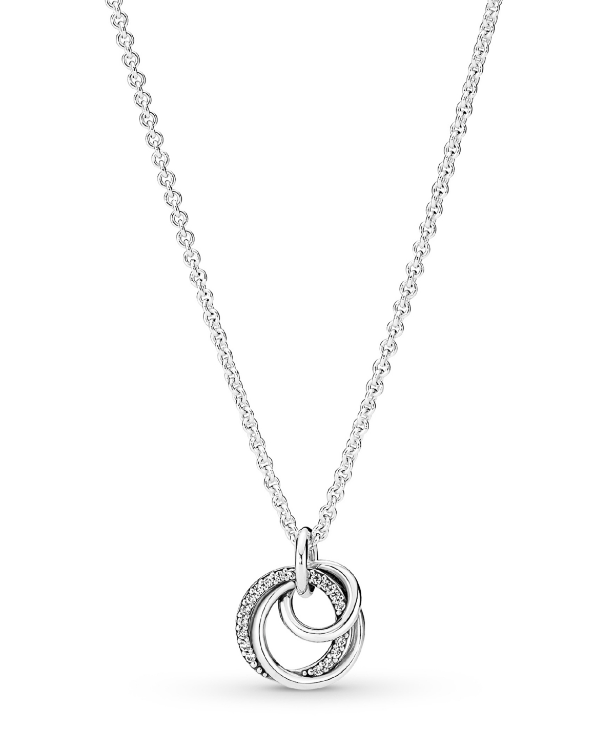 Pandora Family Always Encircled Sparkling Cubic Zirconia Pave Pendant Necklace In Silver