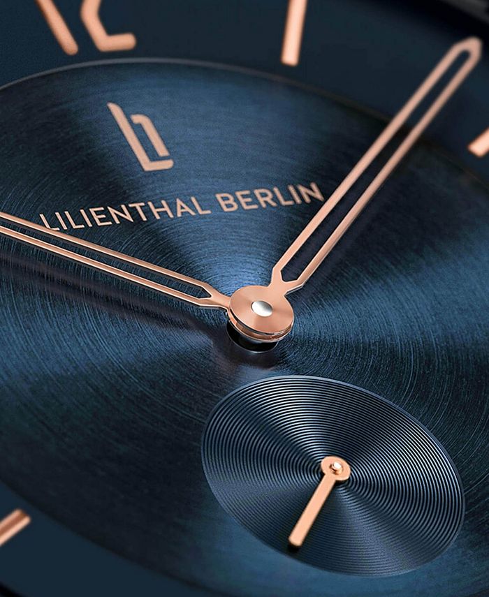 Lilienthal Berlin Men's The Classic Blue Rose Gold Navy Blue Leather