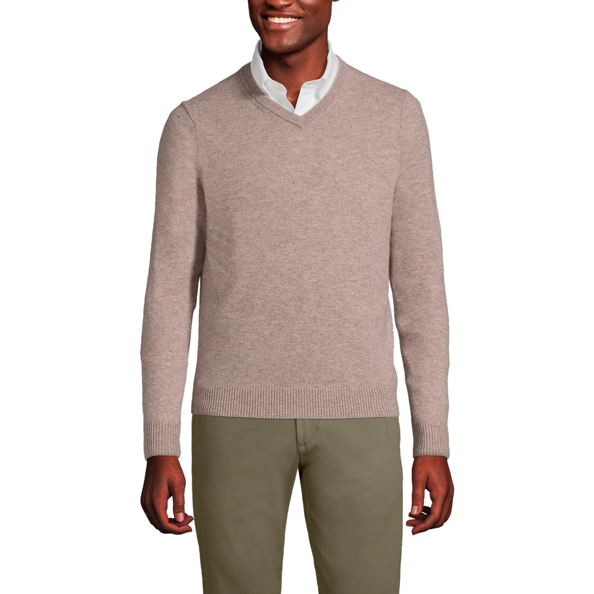 Men's Fine Gauge Cashmere V-neck Sweater - Charcoal heather