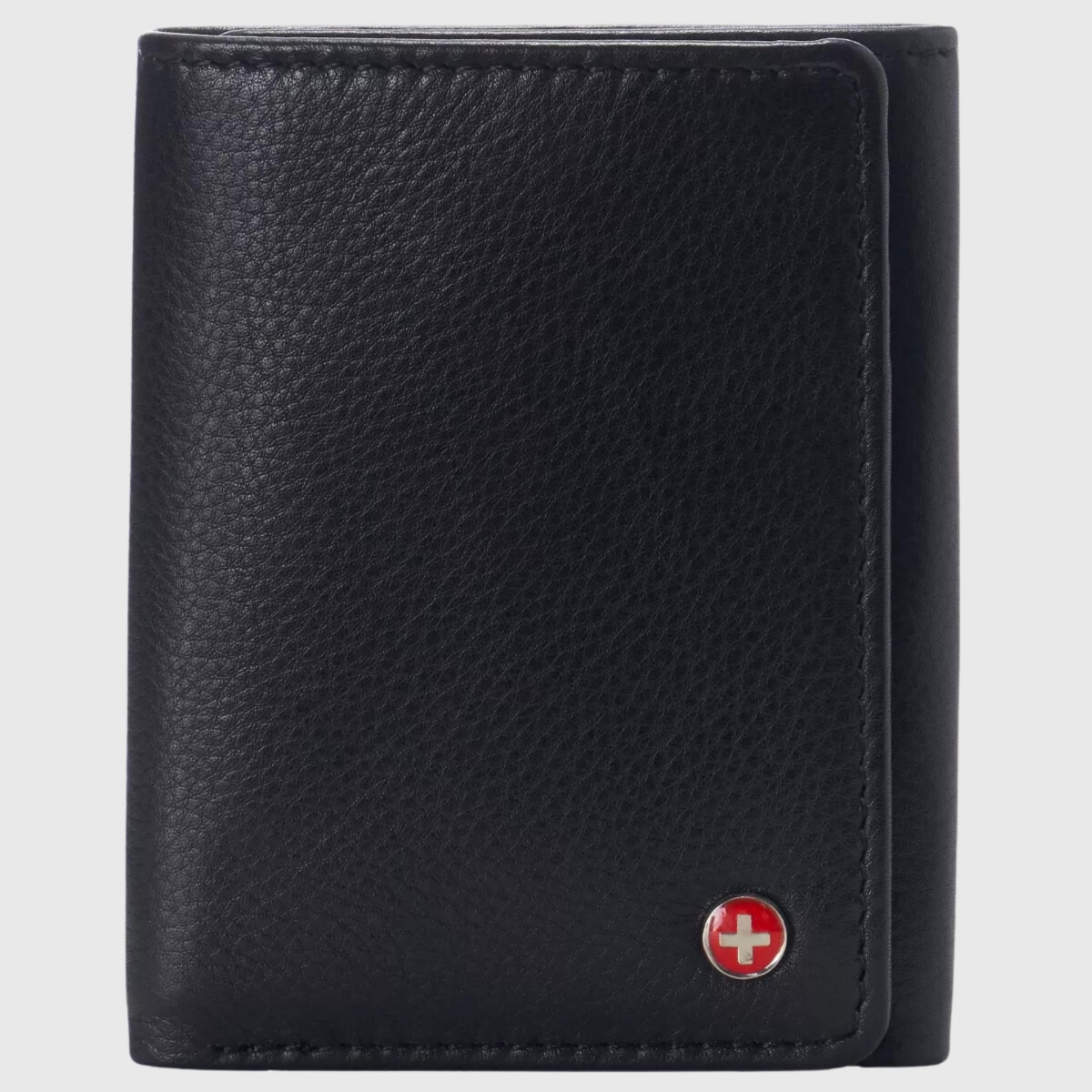 Mens Leon Trifold Wallet Rfid Safe Bifold Genuine Leather Id Window - Black