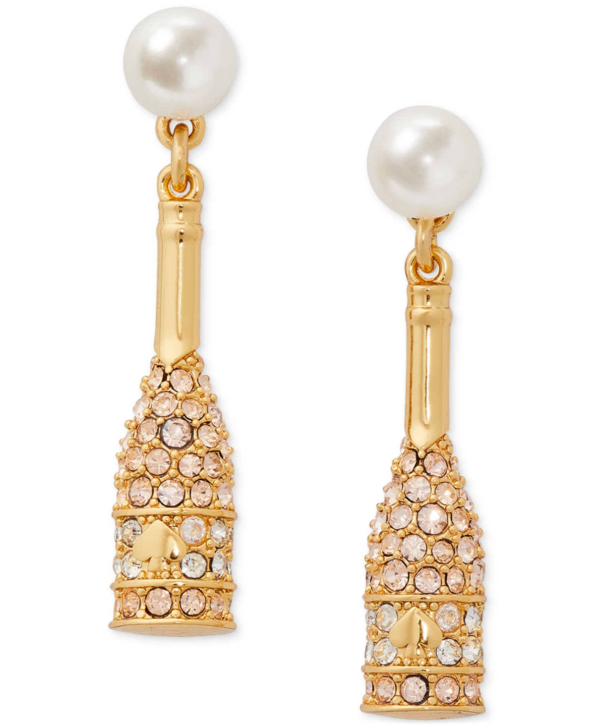 Kate Spade Gold-tone Pave & Imitation Pearl Champagne Drop Earrings In Neutral Multi