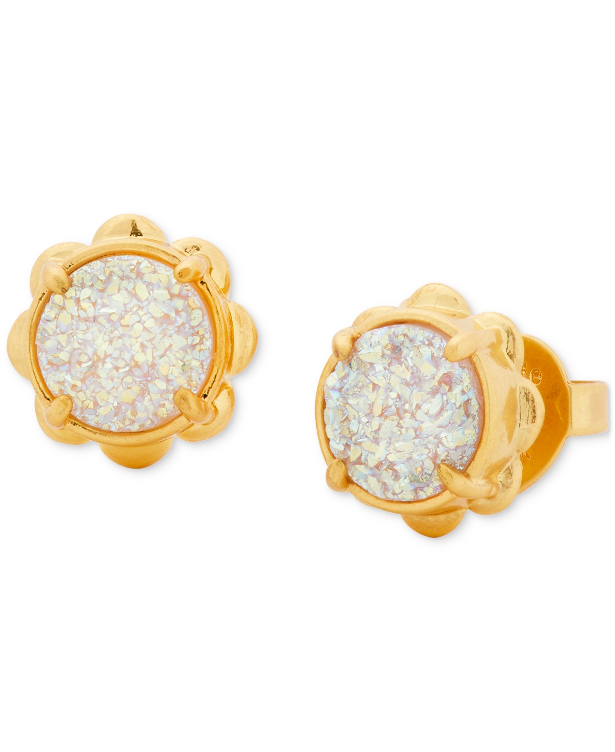 Shop Kate Spade Gold-tone Glam Gems Stud Earrings In White Gold