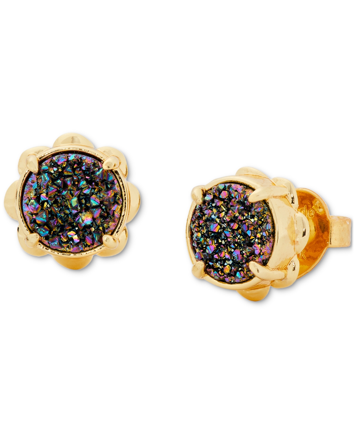 Shop Kate Spade Gold-tone Glam Gems Stud Earrings In Multi