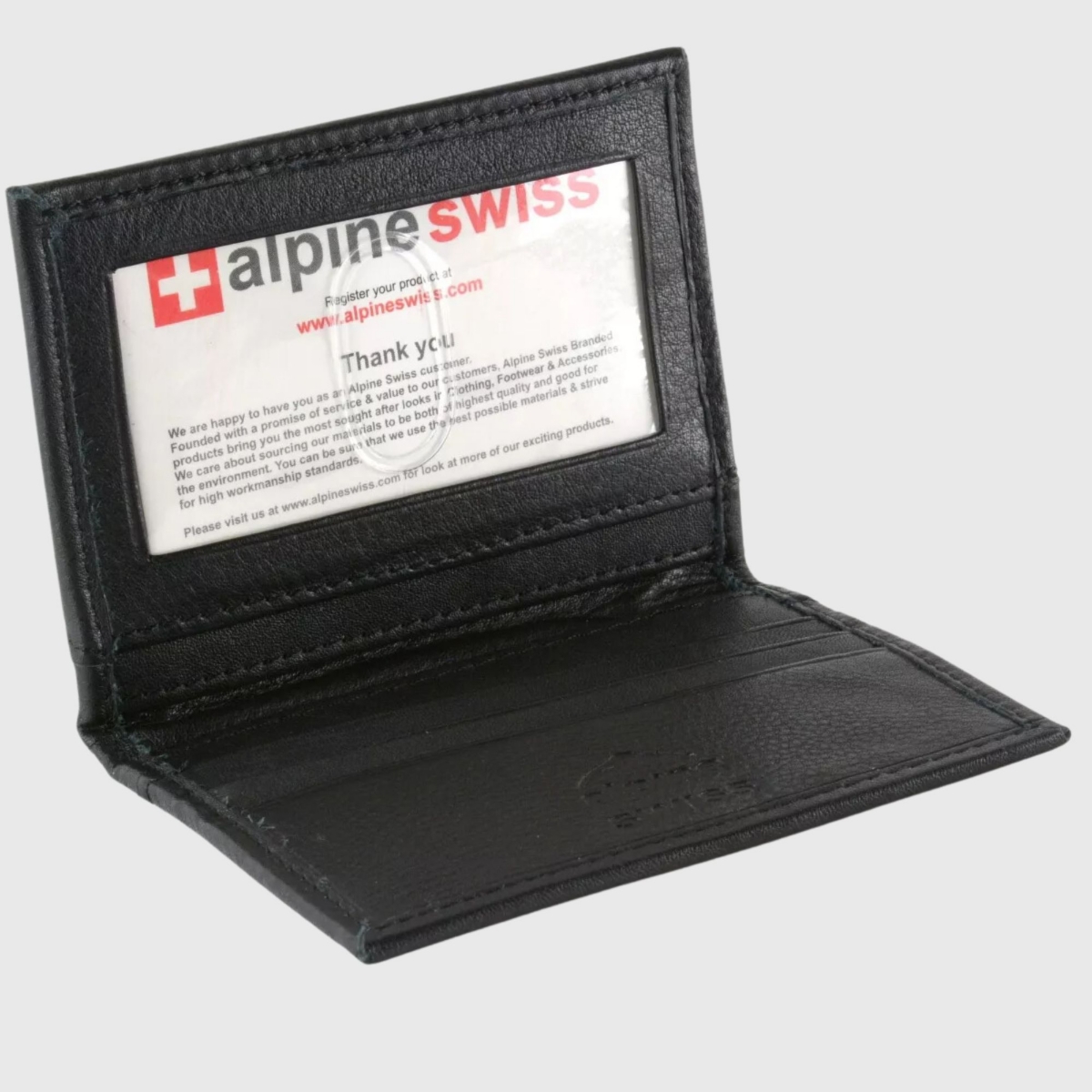 Thin Front Pocket Wallet Business Card Case 2 Id Window 6 Card Slot - Black