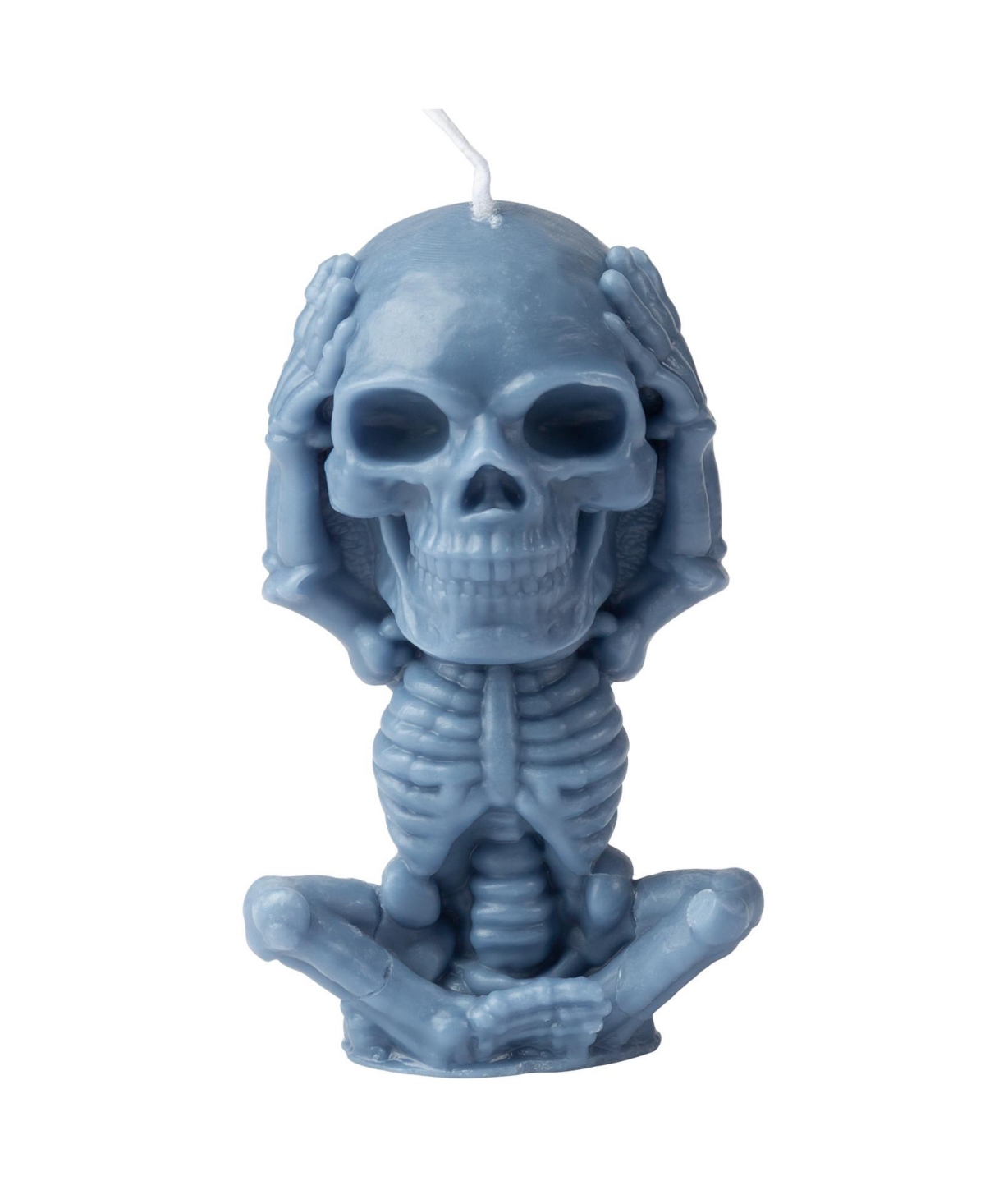 Skull Holding Head Creative Candle for Spooky Halloween Decoration - Blue