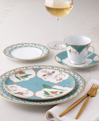 Noritake Lodis Morning Bridal Table Collection In White,blue,gold-tone