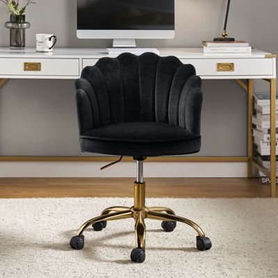 Woman Modern Cute Shell Back Upholstered Desk Chair for Vanity, Living Room