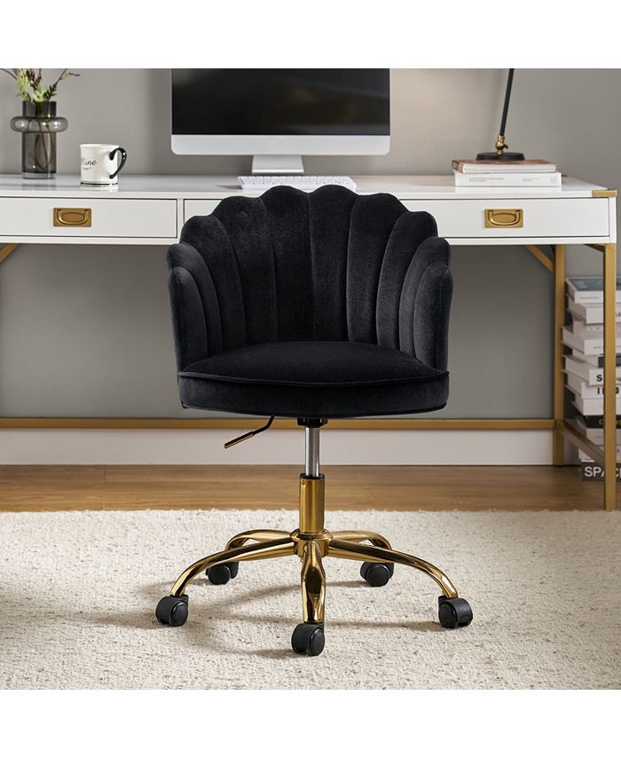 Hulala Home Woman Modern Cute Shell Back Upholstered Desk Chair for ...