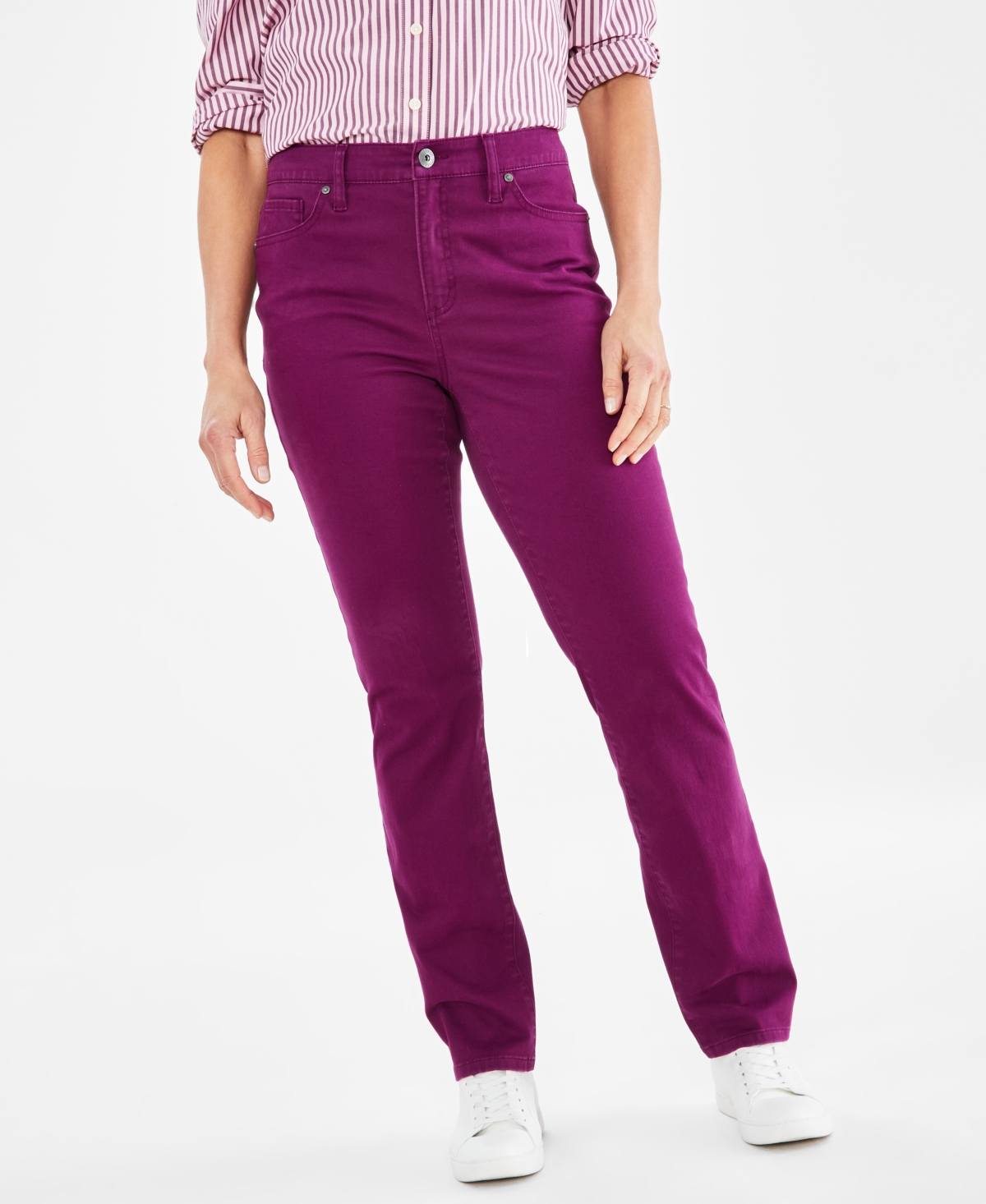 Style & Co Petite High Rise Natural Straight-leg Jeans, Created For Macy's In Ray Violet