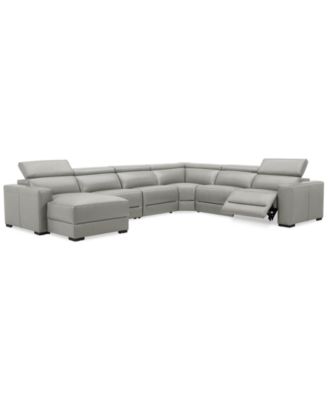 Nevio Leather Power Headrest Sectional Collection, Created for Macy's