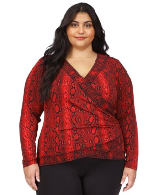 MICHAEL Michael Kors Plus Size Snakeskin Print Crossover Border Top Macy s