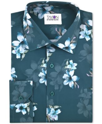 Tayion Collection - Men's Slim-Fit Mini-Floral Dress Shirt