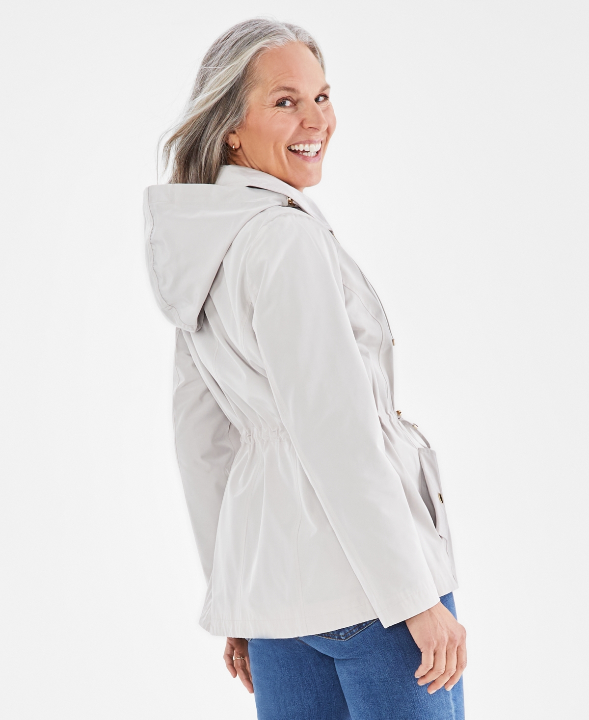 Style & Co Women's Hooded Anorak, Pp-4x, Created For Macy's In Stonewall
