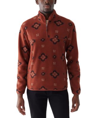 Frank And Oak - Men's Relaxed Fit Half-Zip Long Sleeve Geo Pattern Sweatshirt