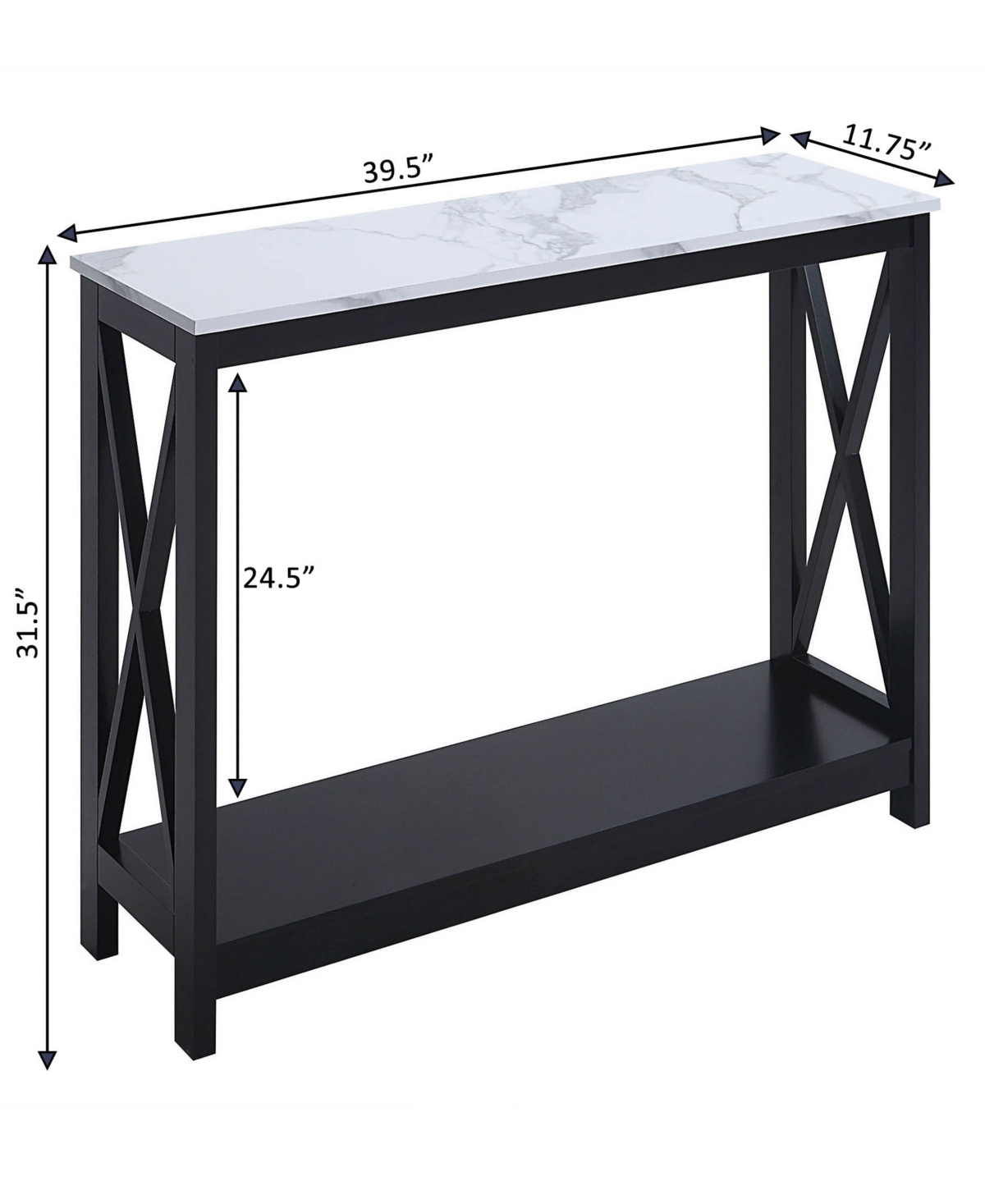 Convenience Concepts 39.5" Mdf Oxford Console Table With Shelf In Barnwood,black
