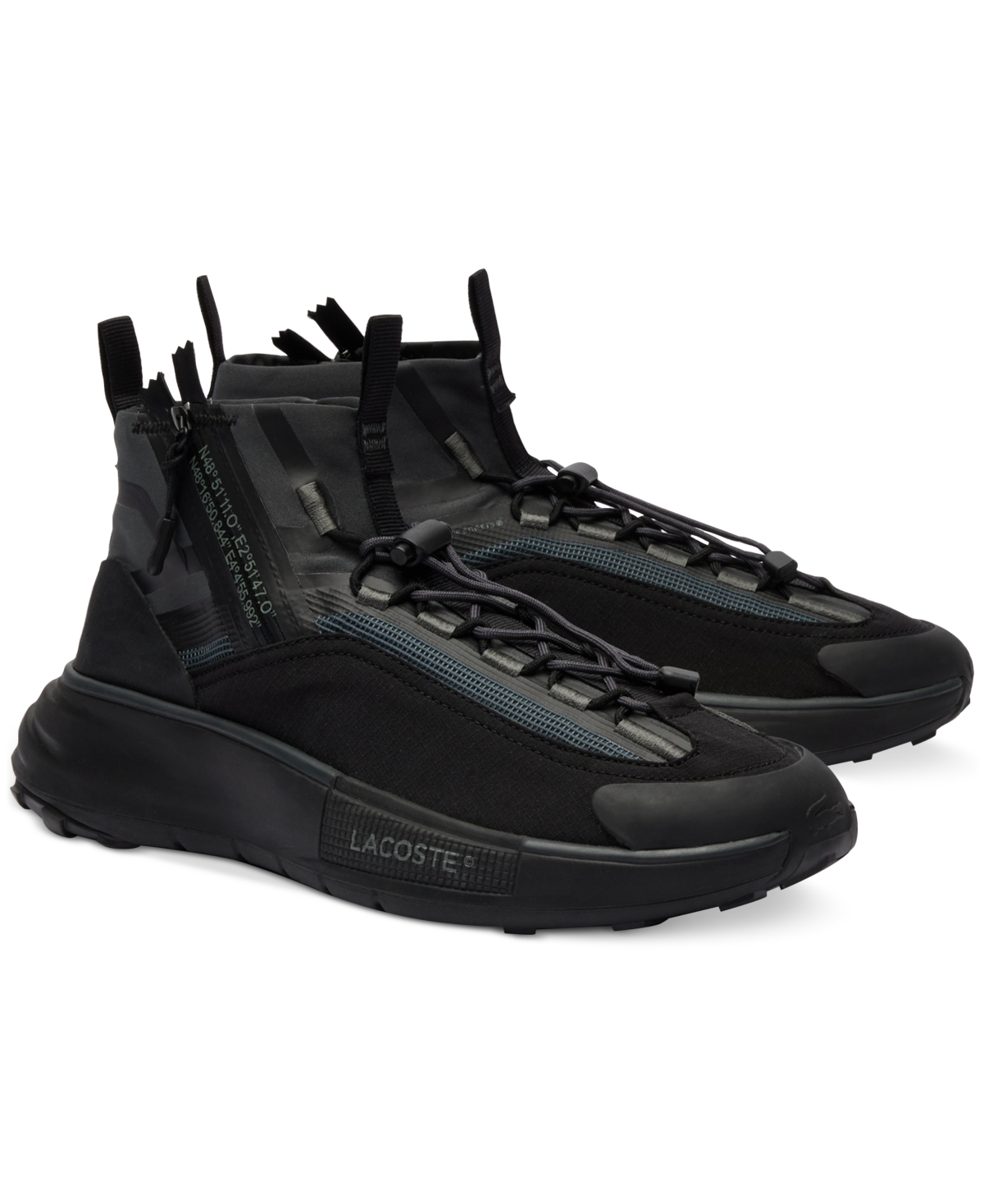 Lacoste Men's  Audyssor Lite Sock Textile Sneakers In Black,black