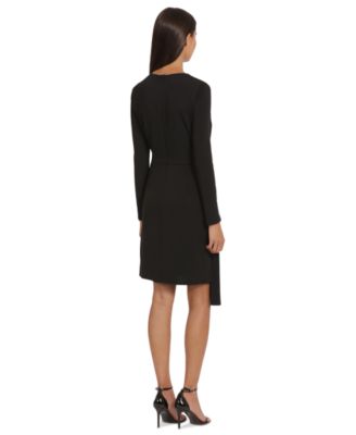 Donna Morgan Long Sleeve Mock Neck Ruffle Dress