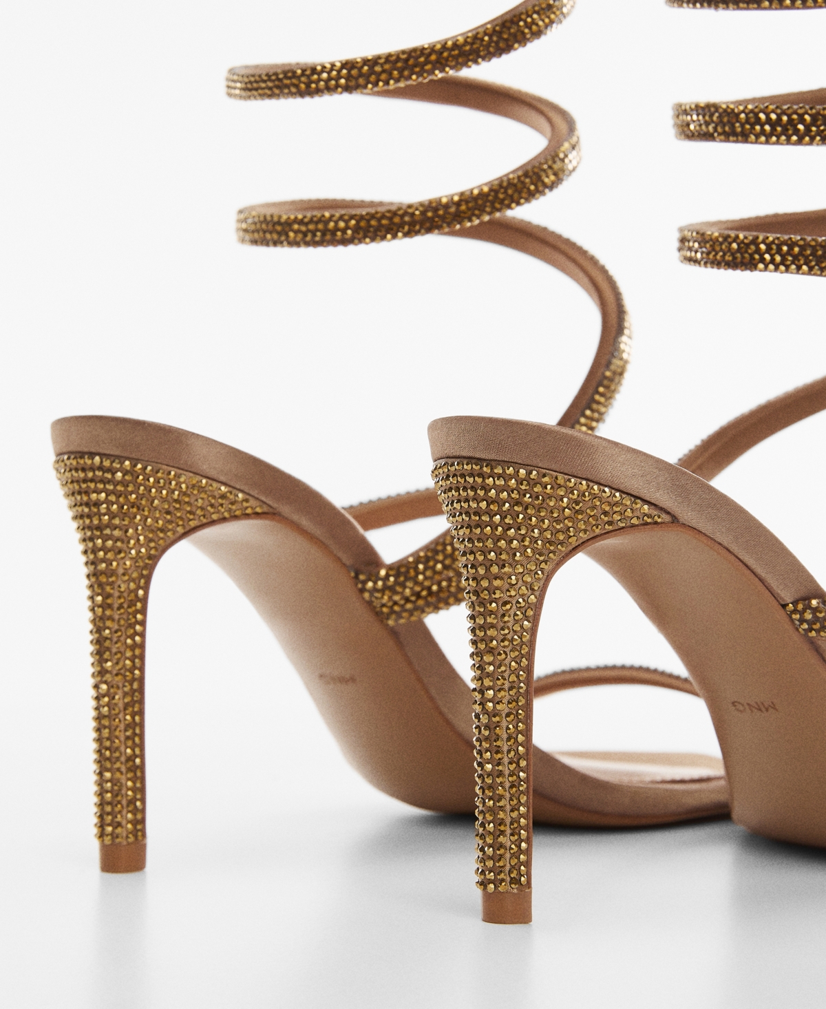 Shop Mango Women's Strass Strap Heeled Sandals In Copper