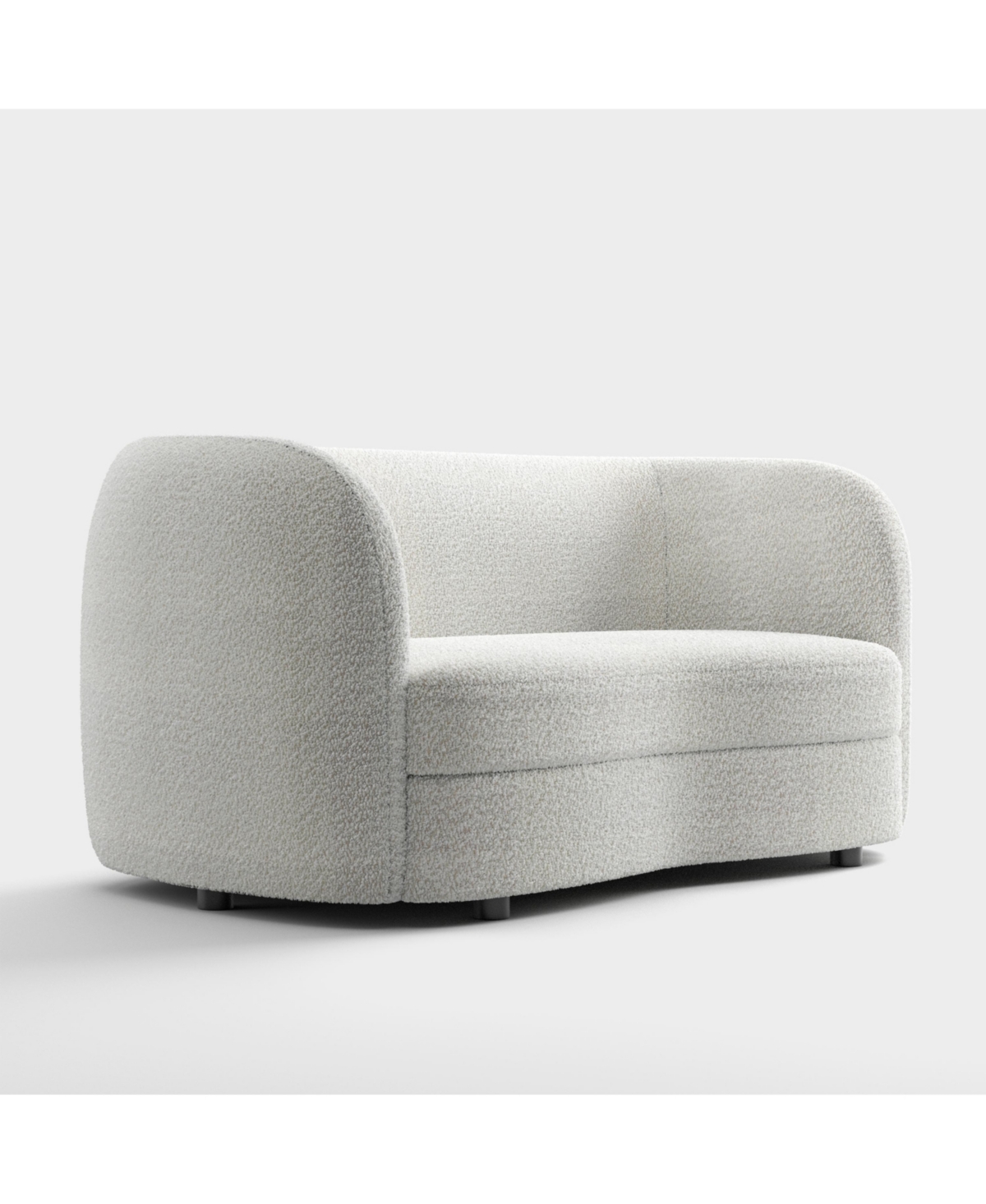 Isabella Boucle Fabric Curved Loveseat - Off-White
