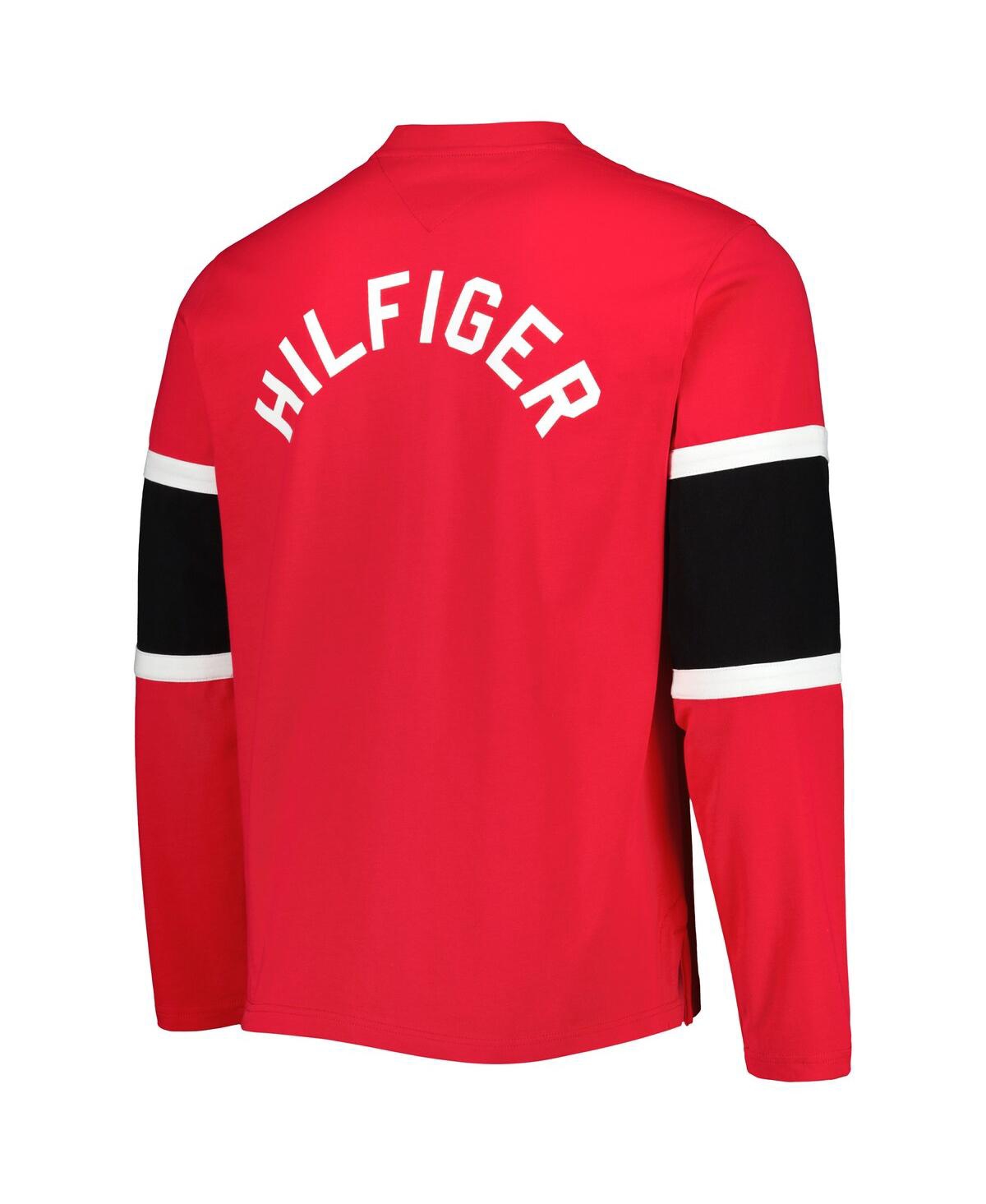 Tommy Hilfiger Red Detroit Red Wings Walter Lace-up Long Sleeve Top In Red