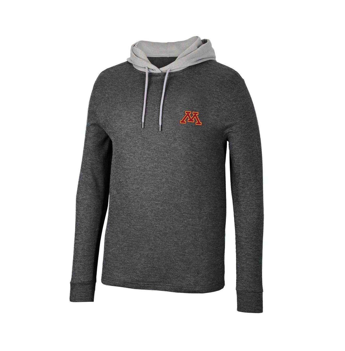 Мужское худи Colosseum Black Minnesota Golden Gophers Ballot Waffle-Knit Thermal Long Sleeve T-shirt — фото 3
