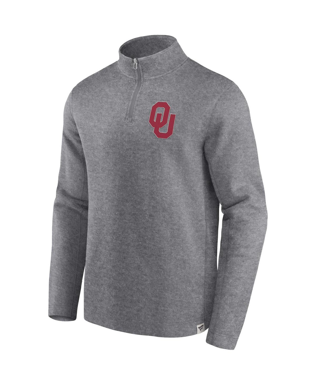 Fanatics Branded Heather Gray Oklahoma Sooners Vintage Fleece Quarter-zip Jacket In Heather Gray