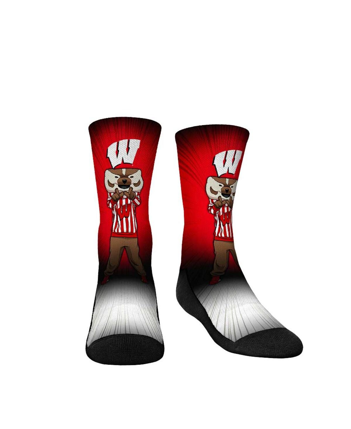 Rock 'em Kids' Youth Boys And Girls  Socks Wisconsin Badgers Mascot Pump Up Crew Socks In Red