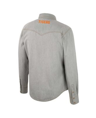 Men's x Wrangler Gray Clemson Tigers Cowboy Cut Western Full-Snap Long Sleeve Shirt