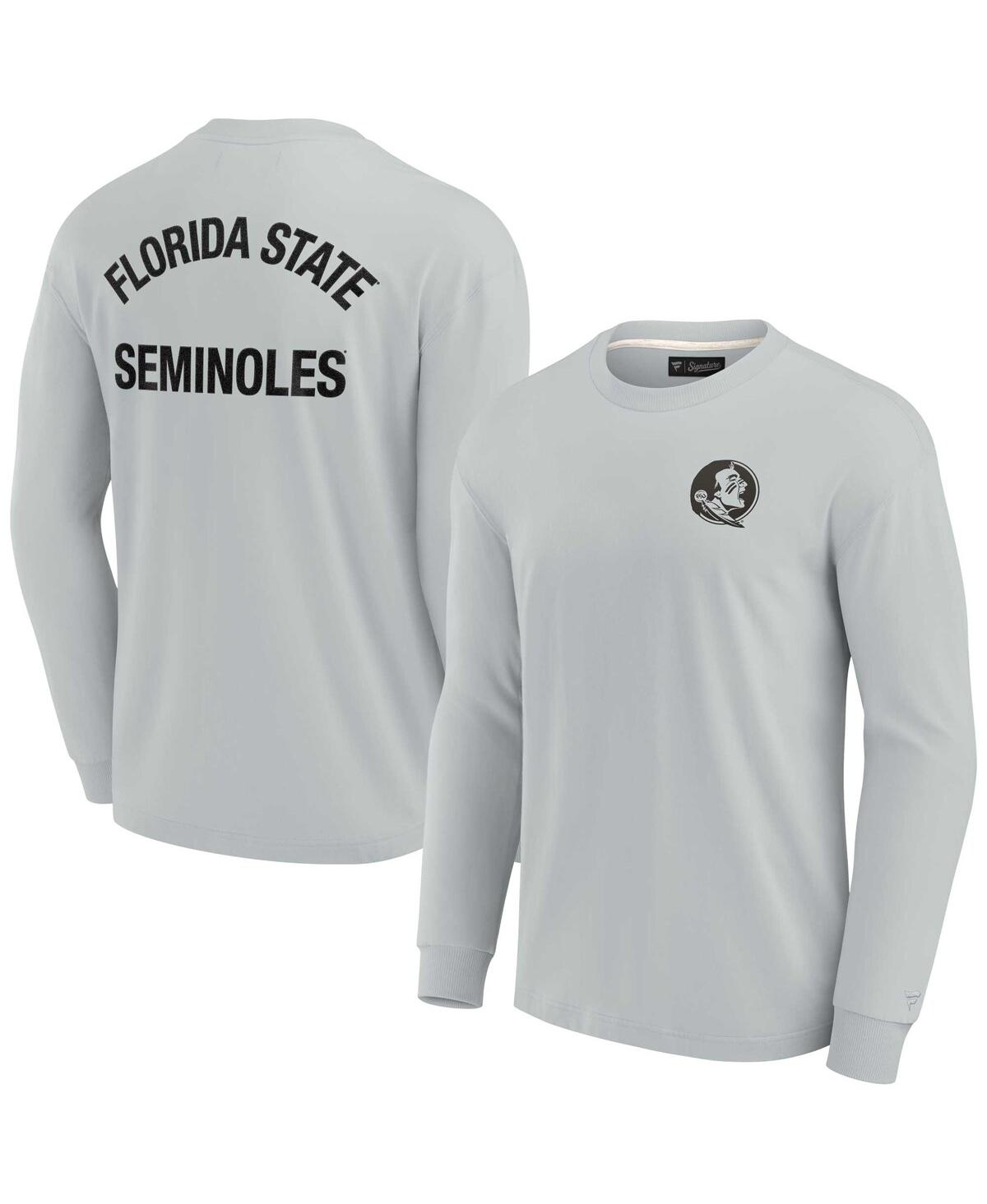 Shop Fanatics Signature Men's And Women's  Gray Florida State Seminoles Super Soft Long Sleeve T-shirt