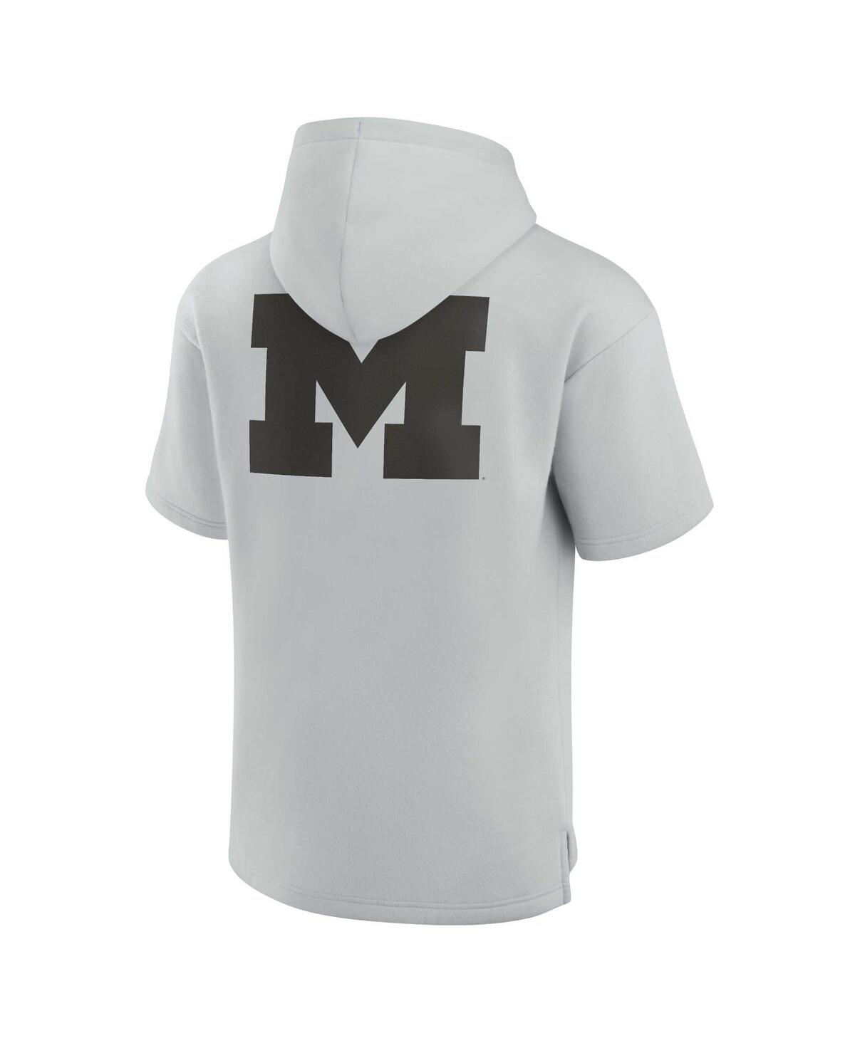 Fanatics Signature Unisex  Gray Michigan Wolverines Super Soft Fleece Short Sleeve Pullover Hoodie In Gray