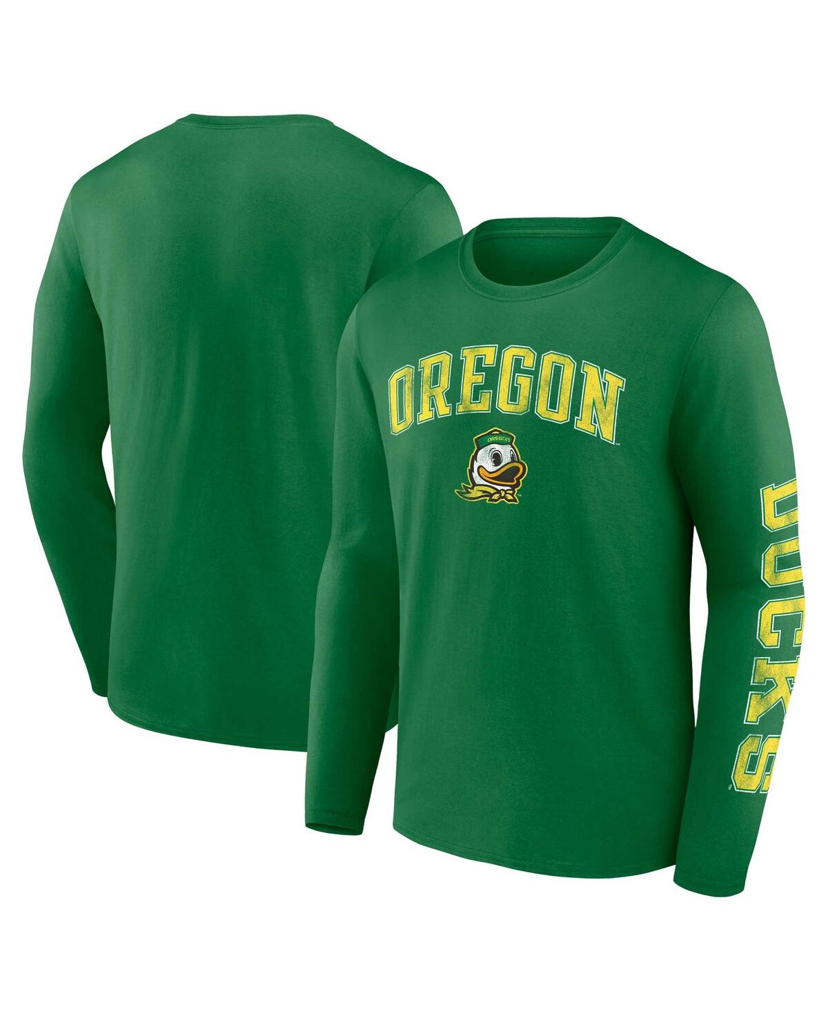 Fanatics Men's  Green Oregon Ducks Distressed Arch Over Logo Long Sleeve T-shirt