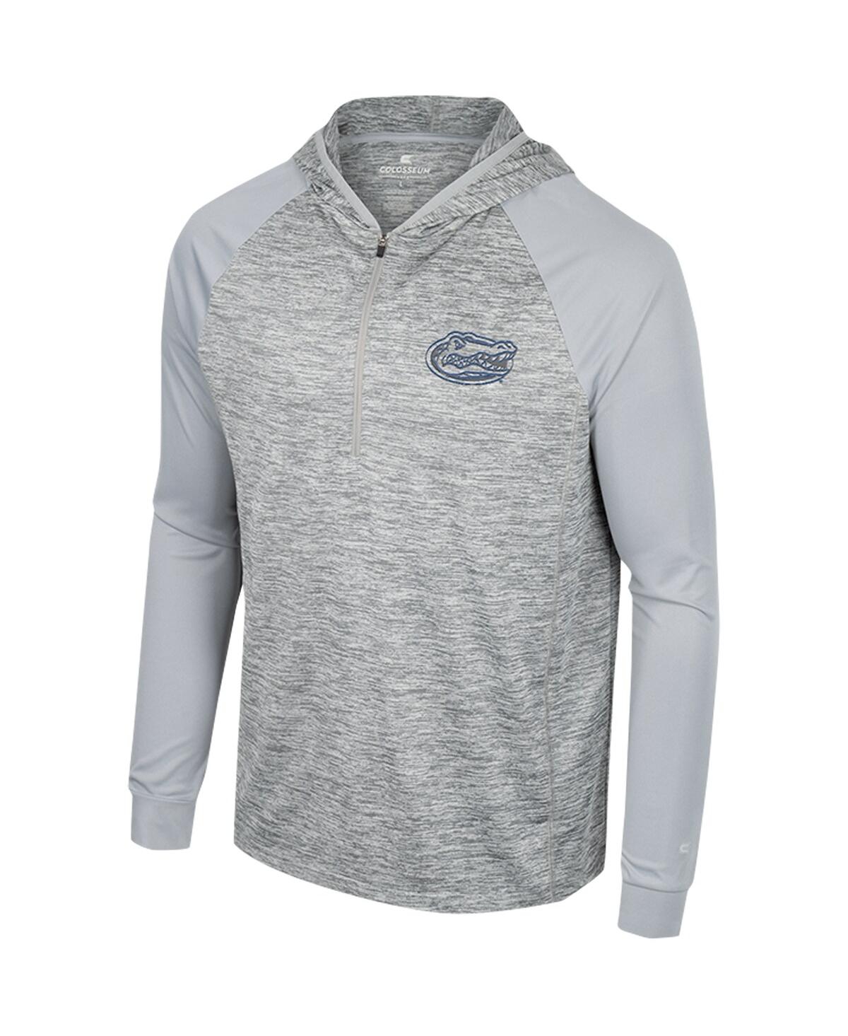 Colosseum Men's  Gray Florida Gators Cybernetic Raglan Quarter-zip Hooded Top In Gray