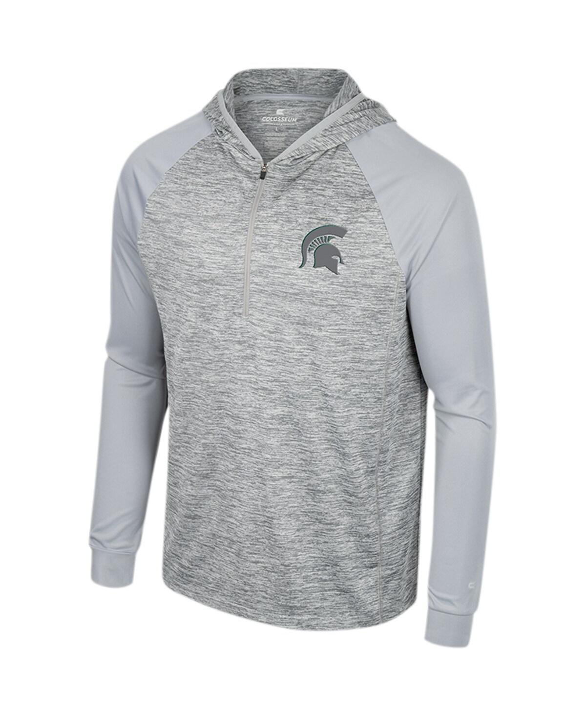 Colosseum Gray Michigan State Spartans Cybernetic Raglan Quarter-zip Hooded Top In Gray