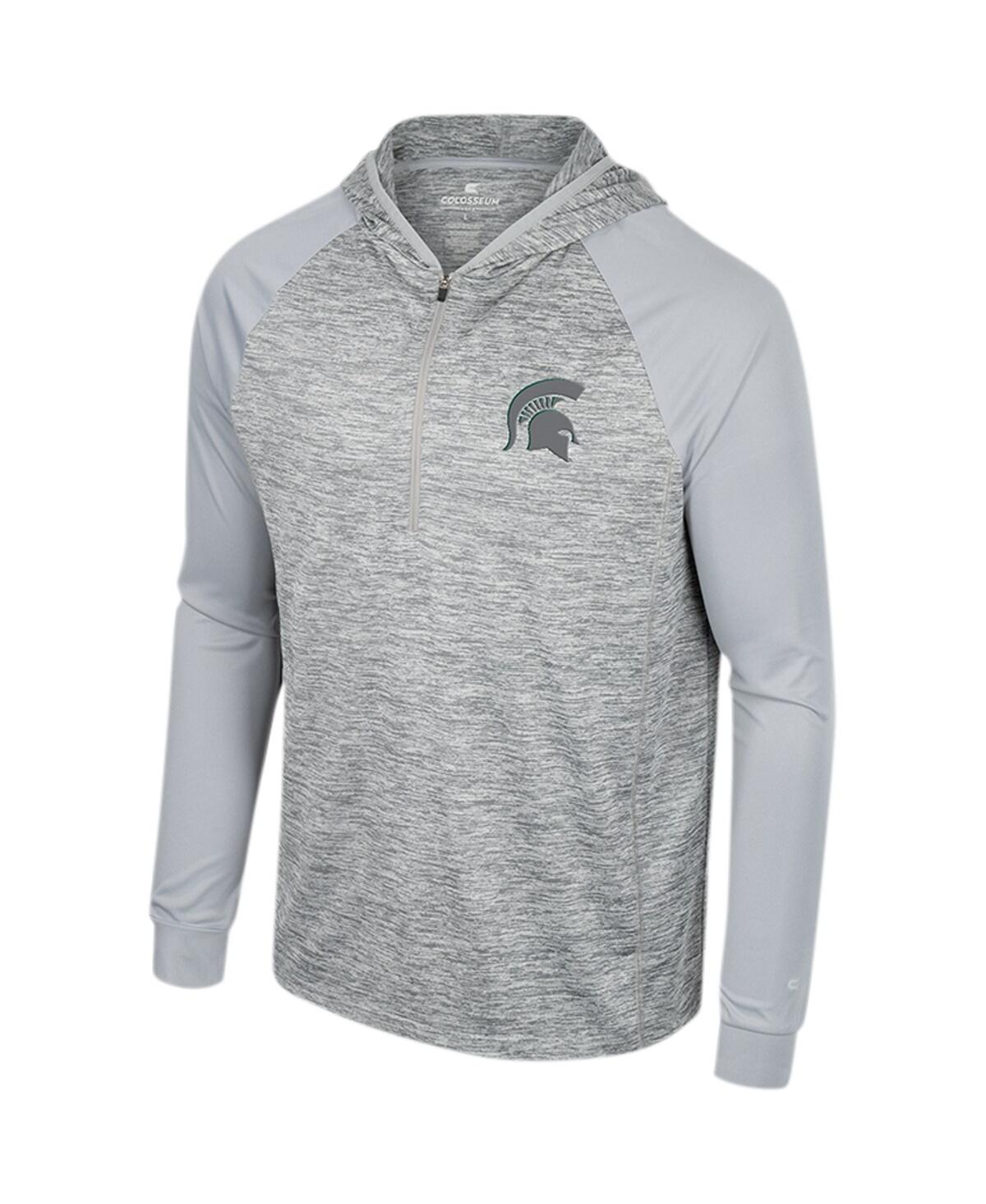 Shop Colosseum Men's  Gray Michigan State Spartans Cybernetic Raglan Quarter-zip Hooded Top