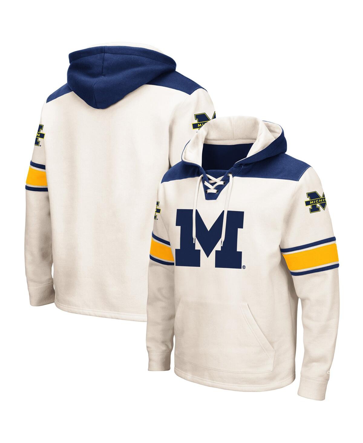 Colosseum Men's  Cream Michigan Wolverines 2.0 Lace-up Pullover Hoodie