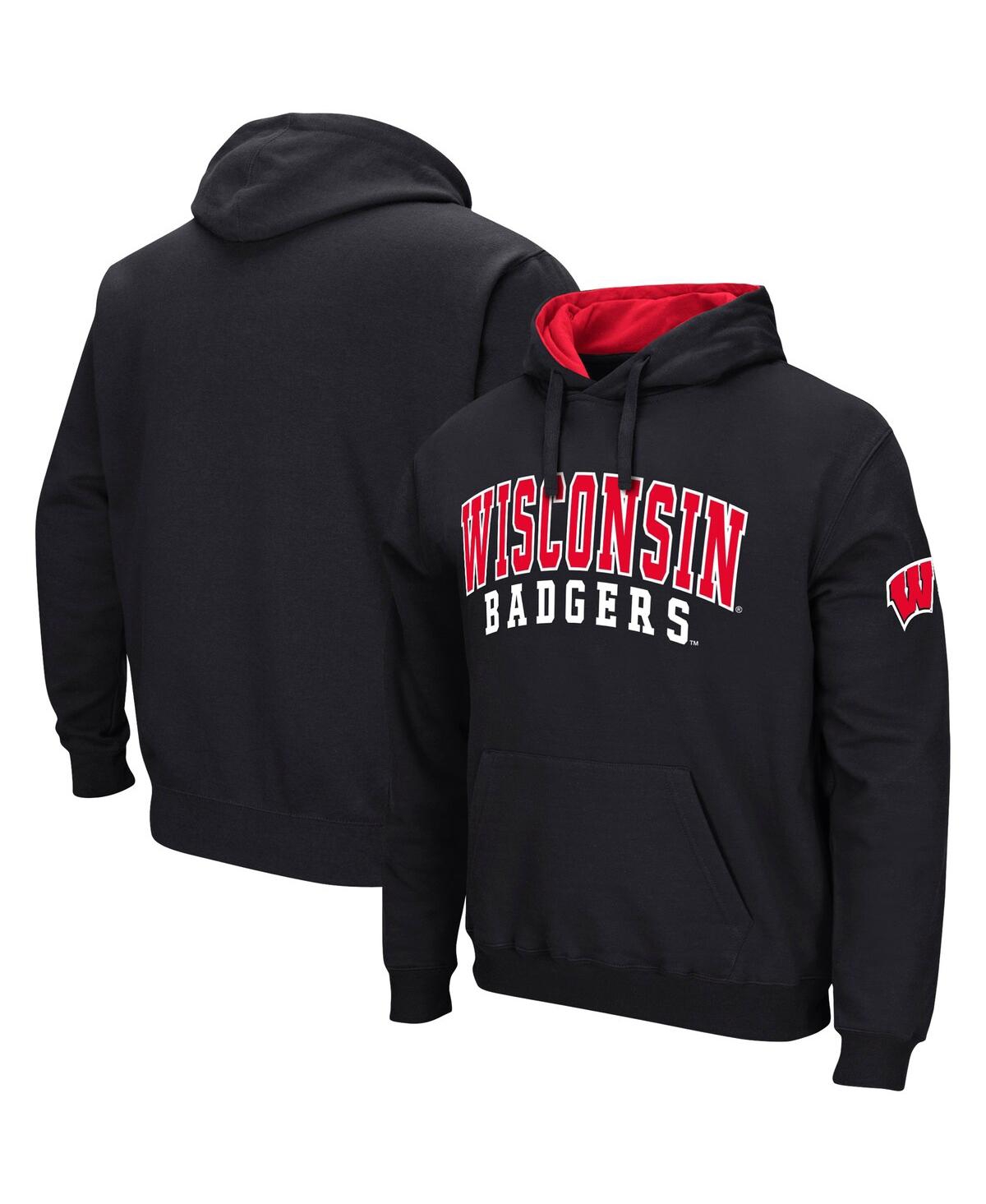 Colosseum Men's  Black Wisconsin Badgers Double Arch Pullover Hoodie