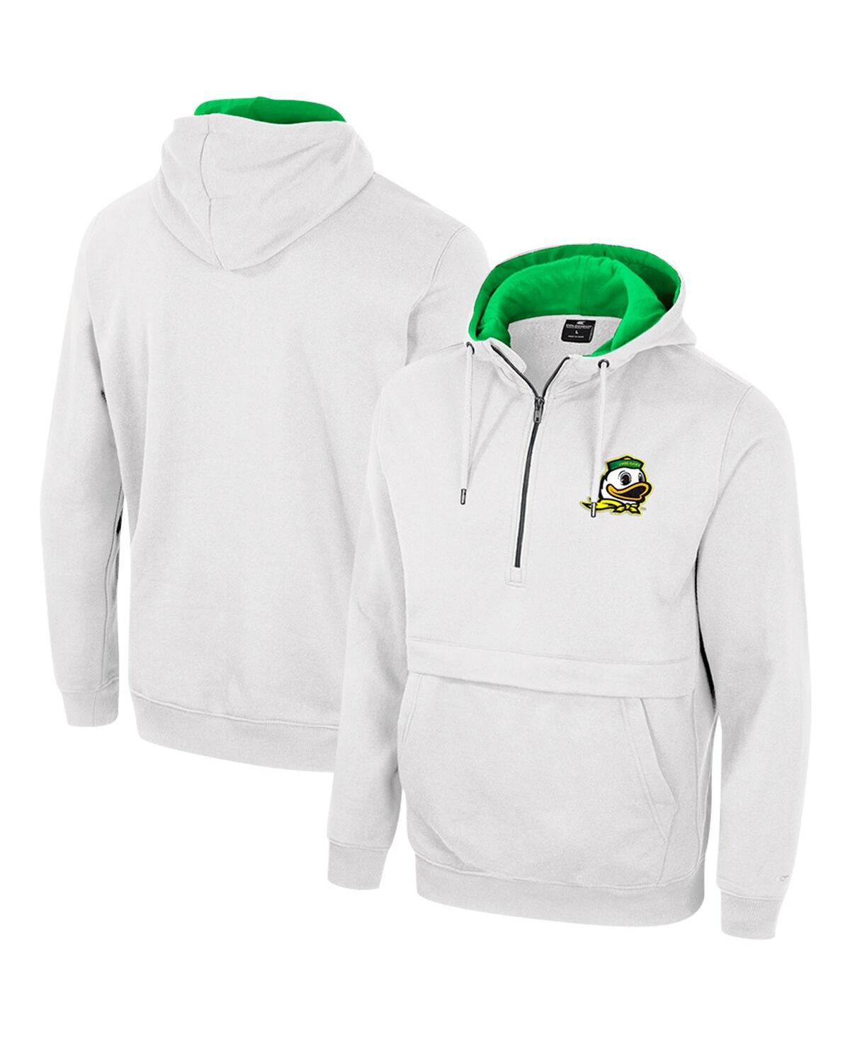 Men's Colosseum White Oregon Ducks Half-Zip Hoodie - White