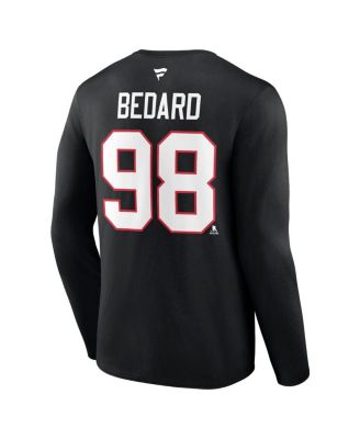 Men's Connor Bedard Black Chicago Blackhawks Authentic Stack Name and Number Long Sleeve T-shirt