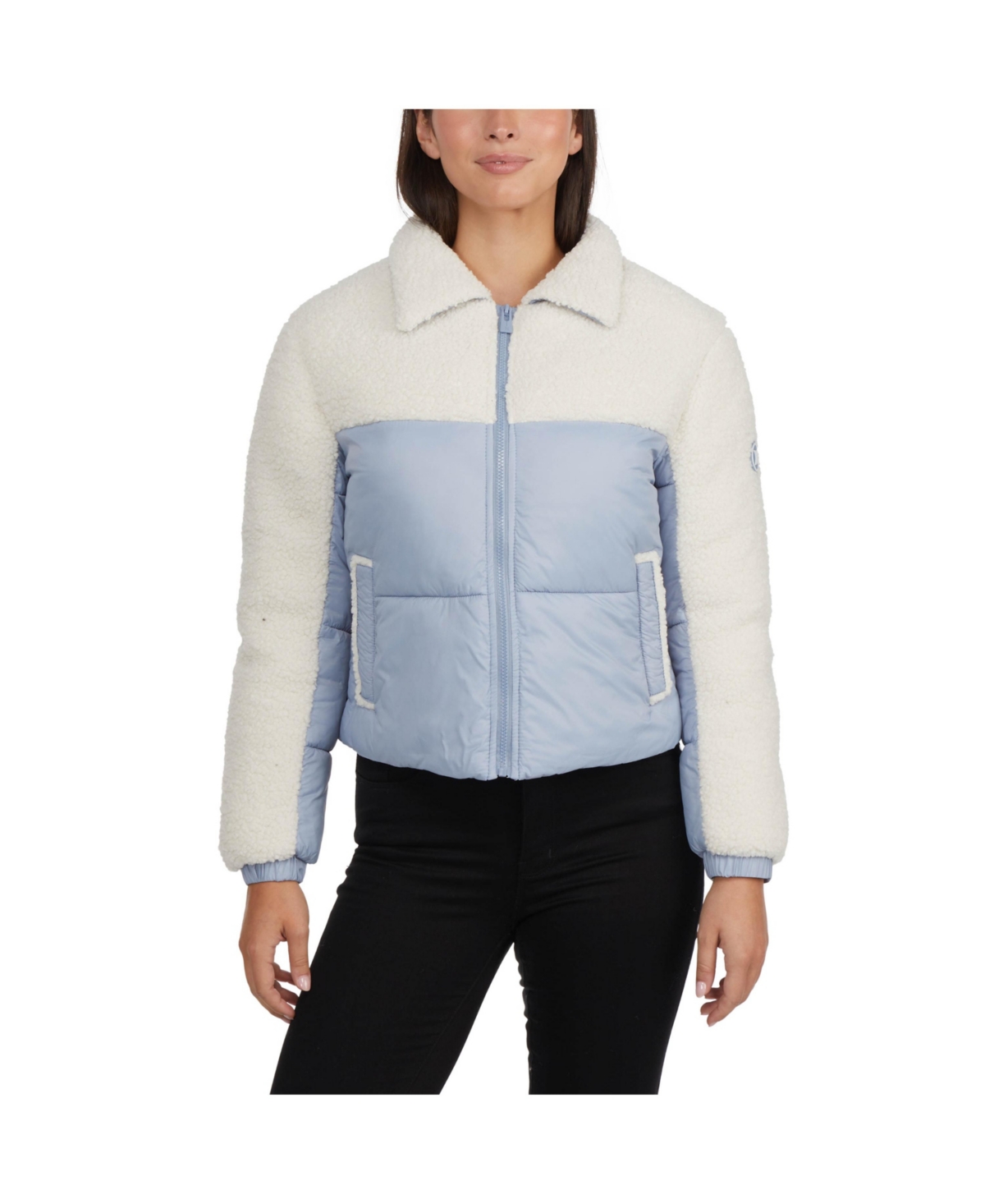 HURLEY WOMEN'S CHELSEA CROPPED QUILTED JACKET MIXED WITH SHERPA