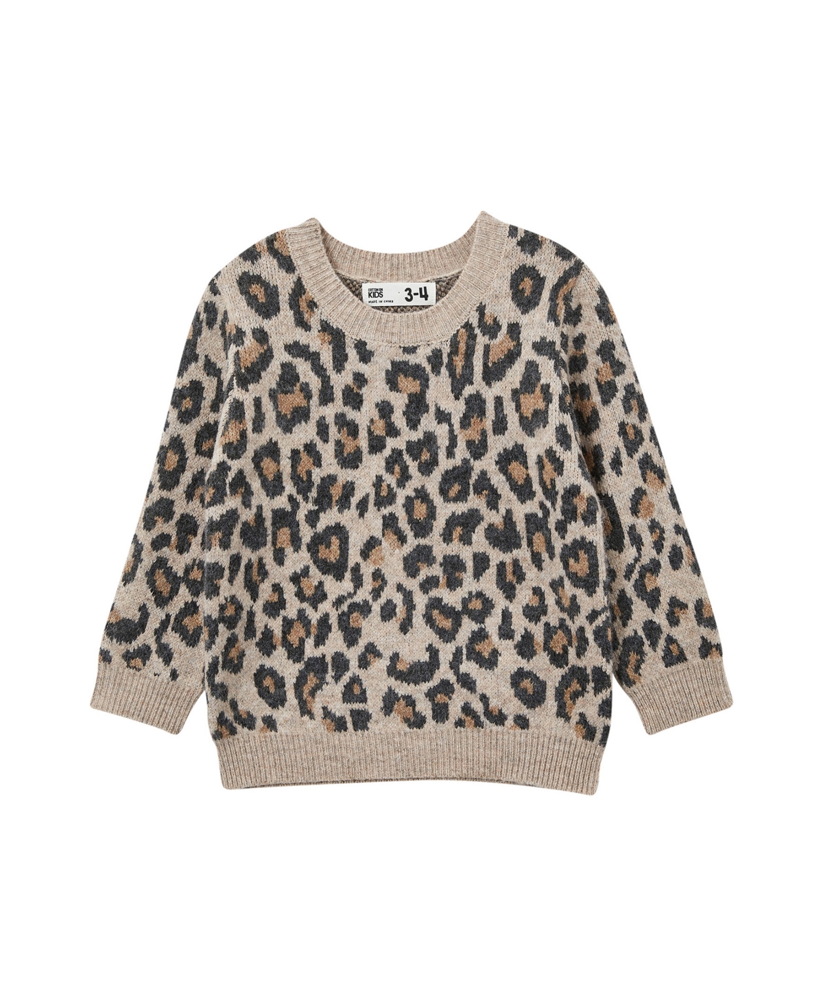 Cotton On Kids' Little Girls Lisa Sweater In Taupe Brown,molly Leopard