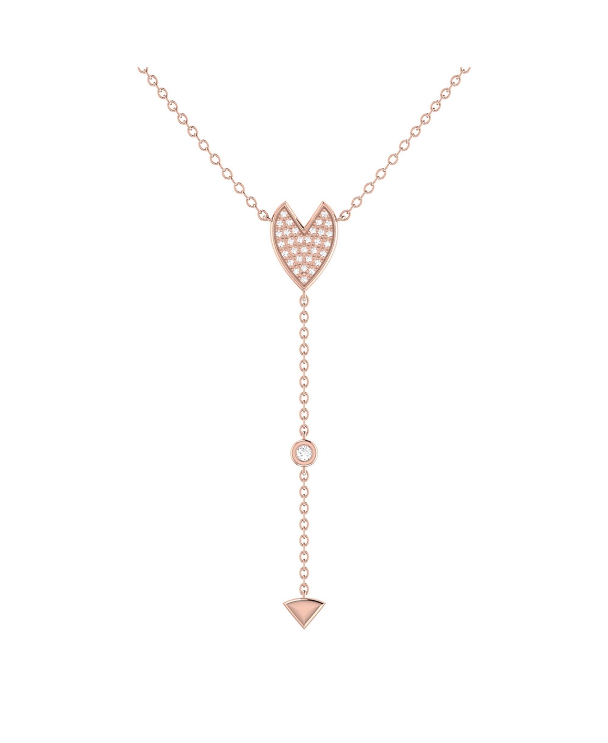 Raindrop Drip Design Sterling Silver Diamond Y Women Necklace - Pink